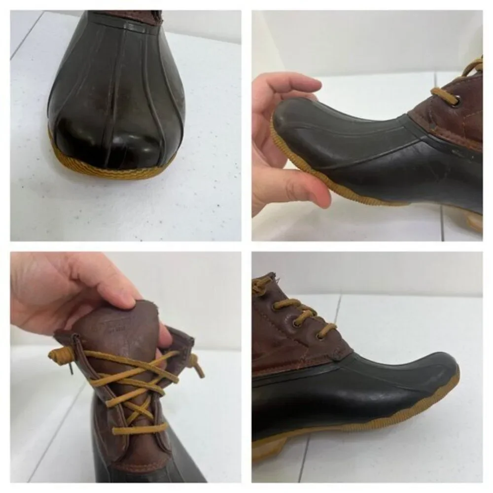 Sperry Saltwater Boot Brown girls‎ 5 Duck Boots Leather Youth Rain Kids